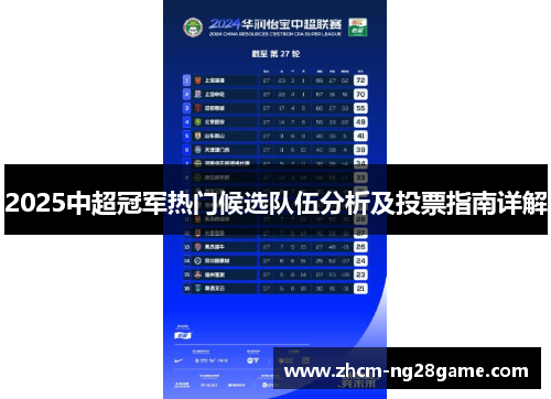2025中超冠军热门候选队伍分析及投票指南详解